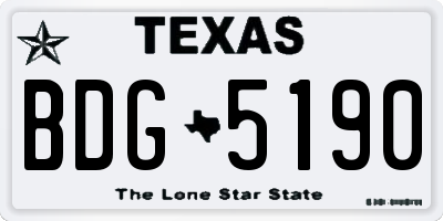 TX license plate BDG5190