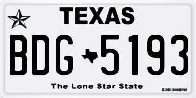 TX license plate BDG5193