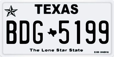 TX license plate BDG5199