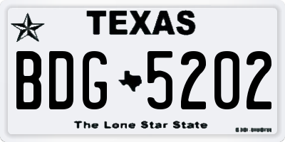 TX license plate BDG5202