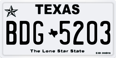 TX license plate BDG5203