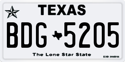 TX license plate BDG5205