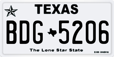 TX license plate BDG5206