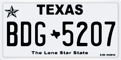 TX license plate BDG5207