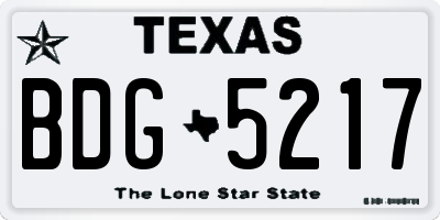 TX license plate BDG5217