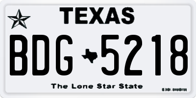 TX license plate BDG5218