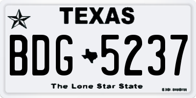 TX license plate BDG5237