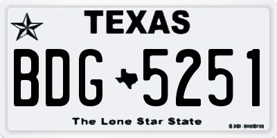 TX license plate BDG5251