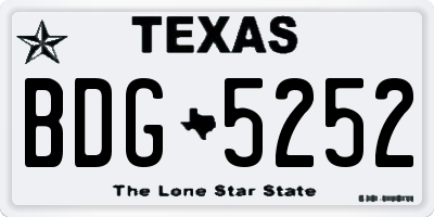 TX license plate BDG5252