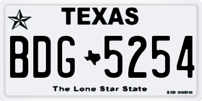 TX license plate BDG5254