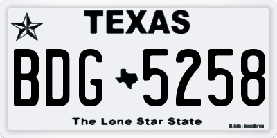 TX license plate BDG5258