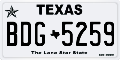 TX license plate BDG5259