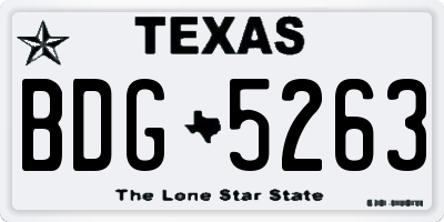 TX license plate BDG5263