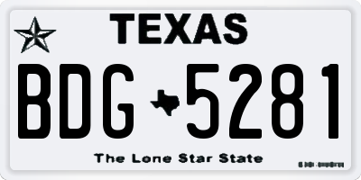 TX license plate BDG5281