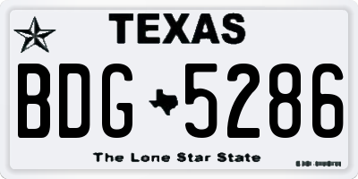 TX license plate BDG5286
