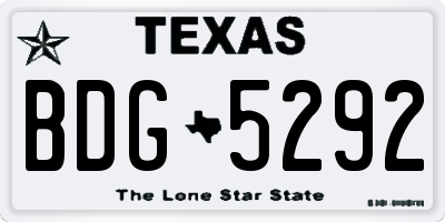 TX license plate BDG5292