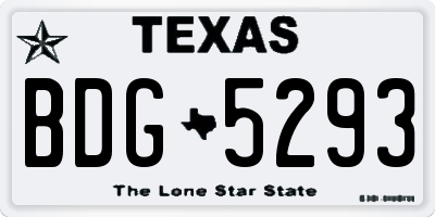 TX license plate BDG5293
