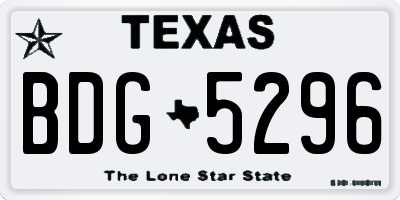 TX license plate BDG5296