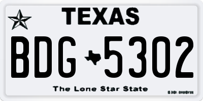 TX license plate BDG5302
