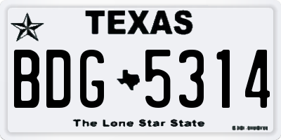 TX license plate BDG5314