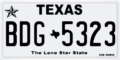 TX license plate BDG5323