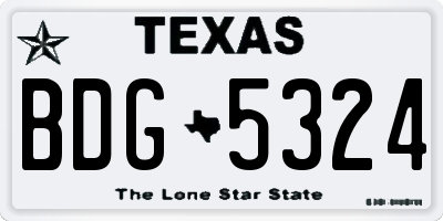 TX license plate BDG5324
