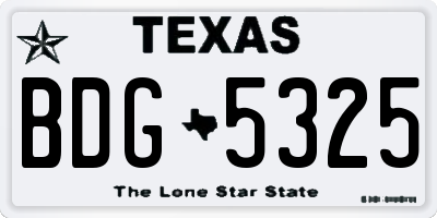 TX license plate BDG5325
