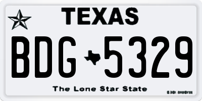 TX license plate BDG5329