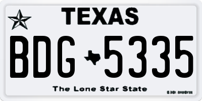 TX license plate BDG5335