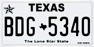 TX license plate BDG5340