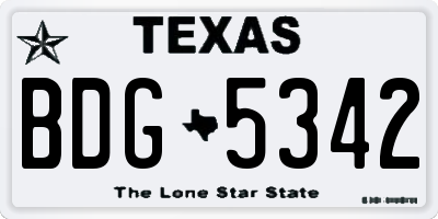 TX license plate BDG5342
