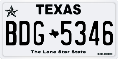 TX license plate BDG5346
