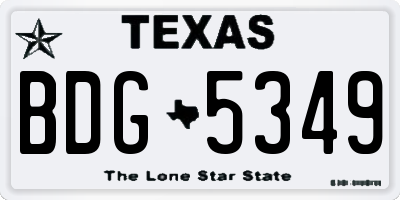 TX license plate BDG5349