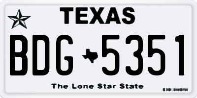 TX license plate BDG5351