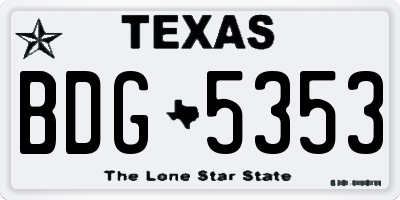 TX license plate BDG5353