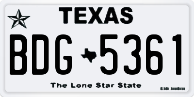 TX license plate BDG5361