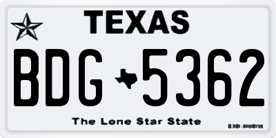 TX license plate BDG5362