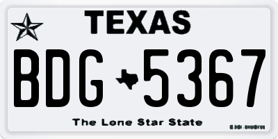 TX license plate BDG5367