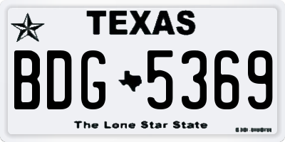 TX license plate BDG5369