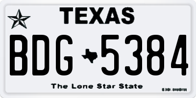 TX license plate BDG5384