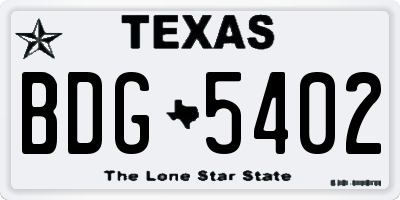 TX license plate BDG5402
