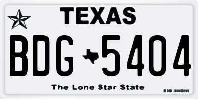 TX license plate BDG5404