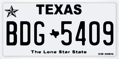 TX license plate BDG5409