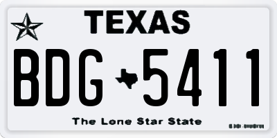 TX license plate BDG5411