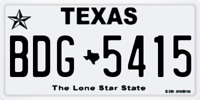 TX license plate BDG5415