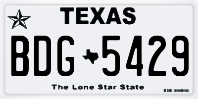 TX license plate BDG5429