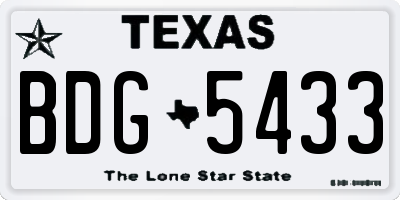 TX license plate BDG5433