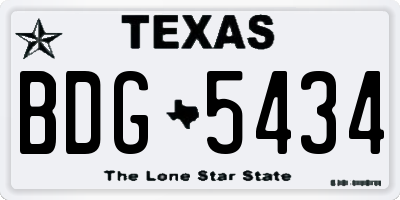 TX license plate BDG5434