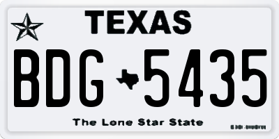 TX license plate BDG5435
