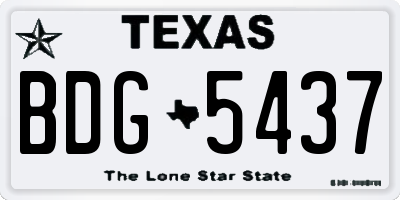 TX license plate BDG5437